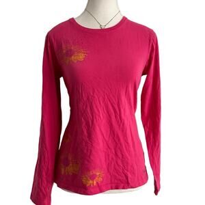 Life is Good Women’s Cotton Full Length Classic Fit Size Small Floral Pink Shirt